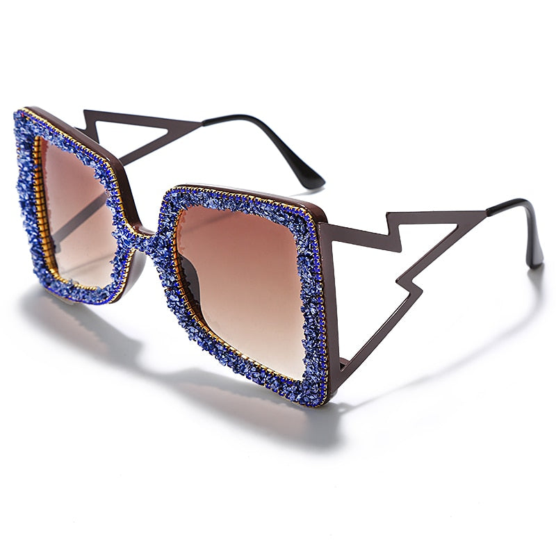 Oversized square frame Rhinestone Sunglasses