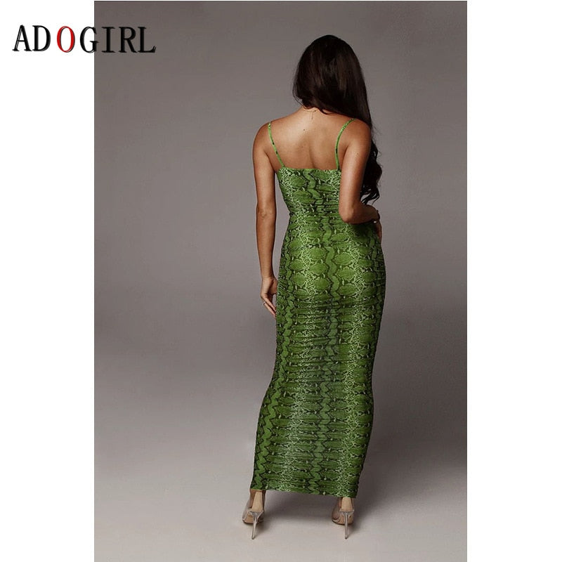 Sexy Backless Leopard Or Snake Skin Print Dress