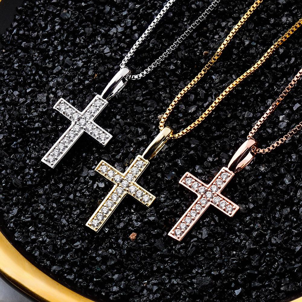 Platinum or Gold Plated Sterling Silver Cross Pendant Necklace