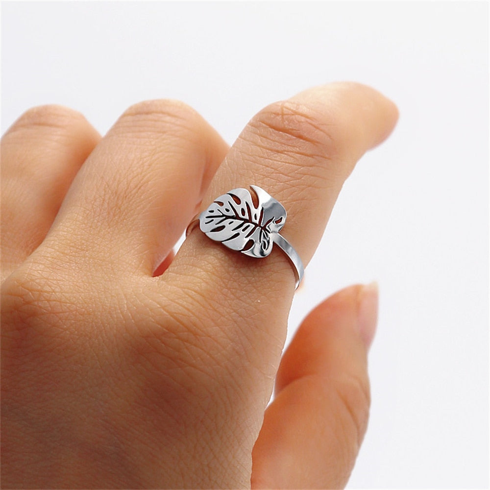 Gold Plated Leaf Ring Jewellry For Women