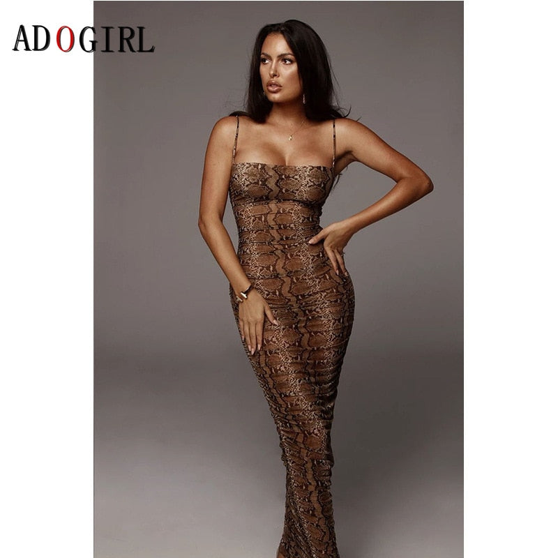 Sexy Backless Leopard Or Snake Skin Print Dress