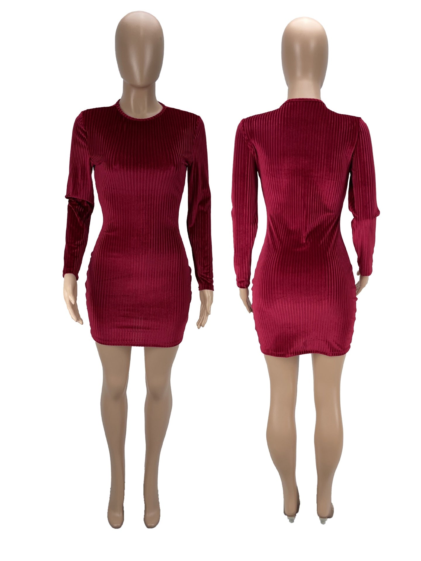 red long sleeve bodycon dress