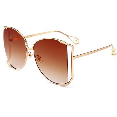 Oversized Clear Shade Half Frame Sunglasses