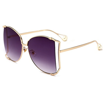 Oversized Clear Shade Half Frame Sunglasses