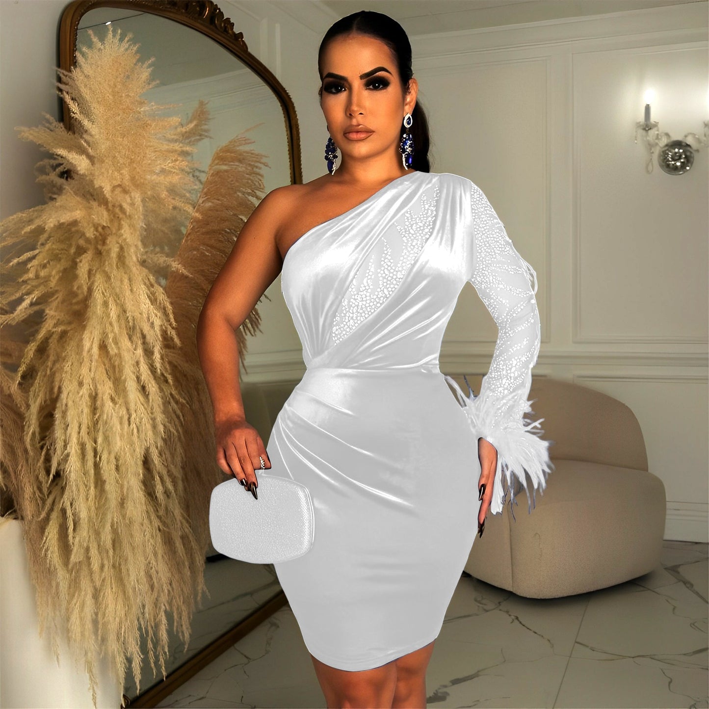 white velvet dress