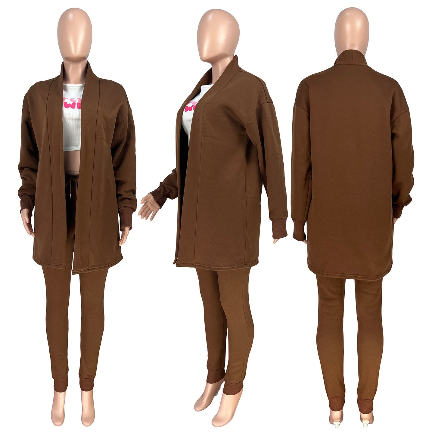 Tracksuit Set - Casual Cardigan Coat and Pants