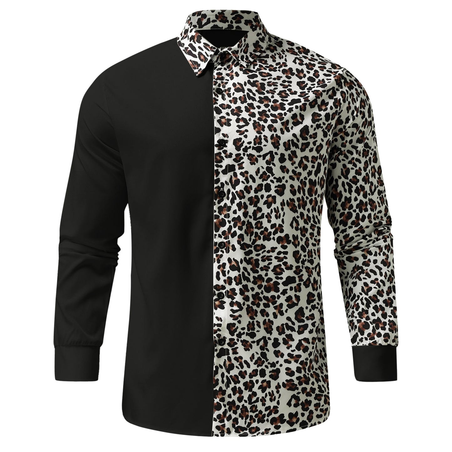 Luxury Men Long Sleeve Leopard Shirts