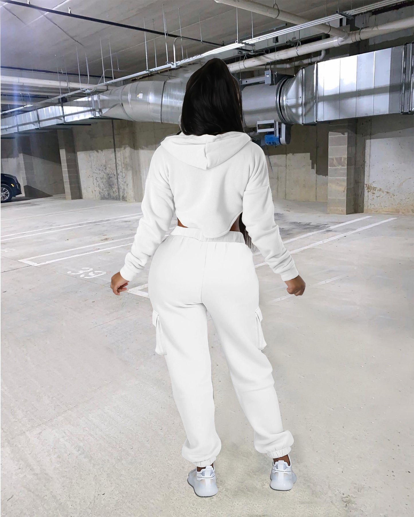 jogging suit for ladies-Women's 2 Piece Jogging Set Top + Sweat Pants Femme Outfits
