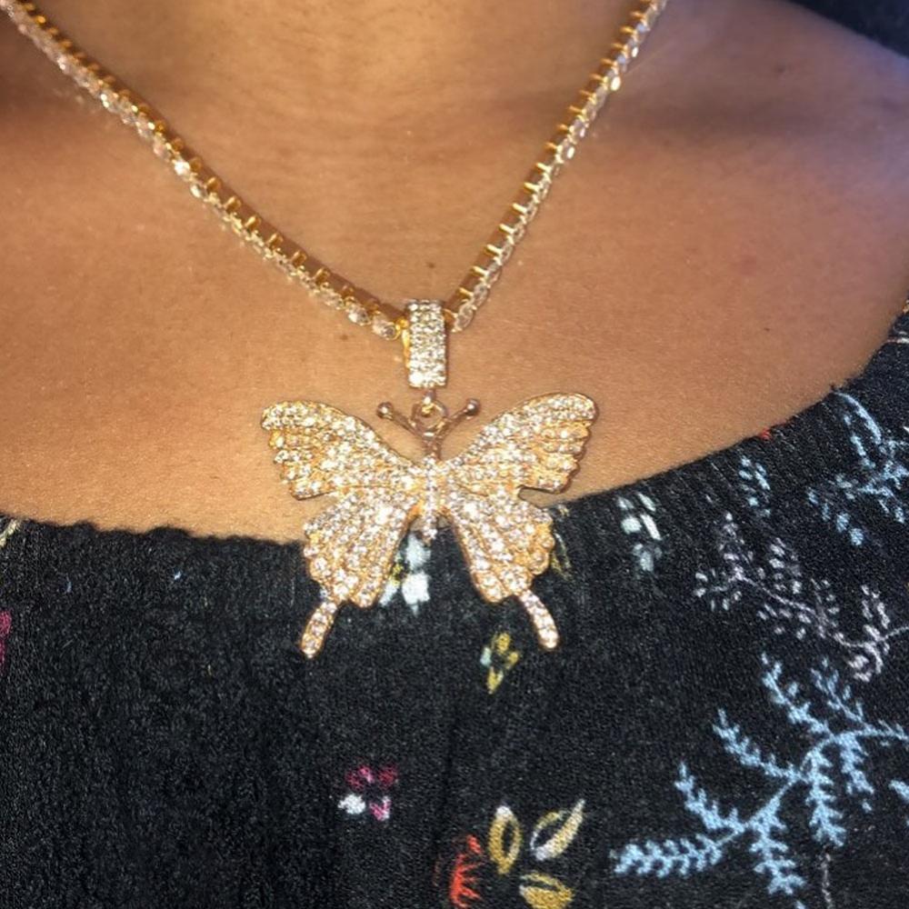Rhinestone Necklace Charm Butterfly Choker